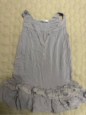 3 Pommes Girls  Soft Lavender/Grey Sleeveless Ruffle Hem Tank